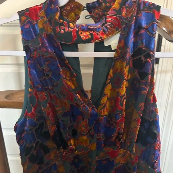 Maeve Anthropologie Vibrant Velvet Jumpsuit - Picture 3 of 4